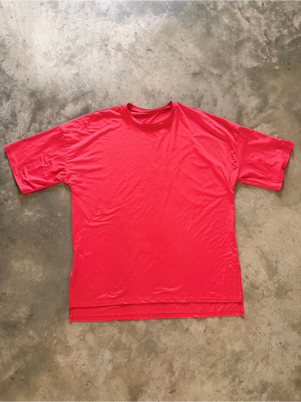 Red Orange Oversized Super Soft Tunic Top Size Large Boxy Relaxed Fit Tee NWOT